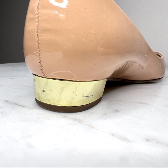 J.Crew Janey Metallic Gold Heel Ballet Flats in Patent Nude. Real Leather. - Picture 12 of 15